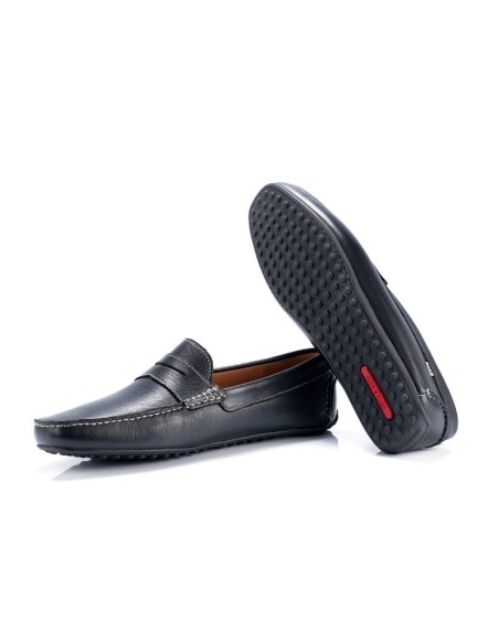 Black leather moccasin