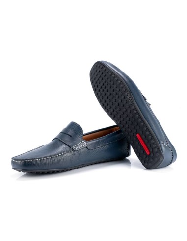 Mocasín de piel con antifaz color azul