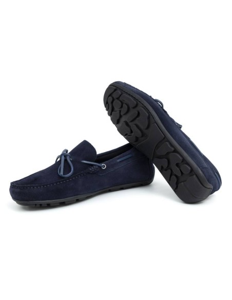 Blue suede moccasin