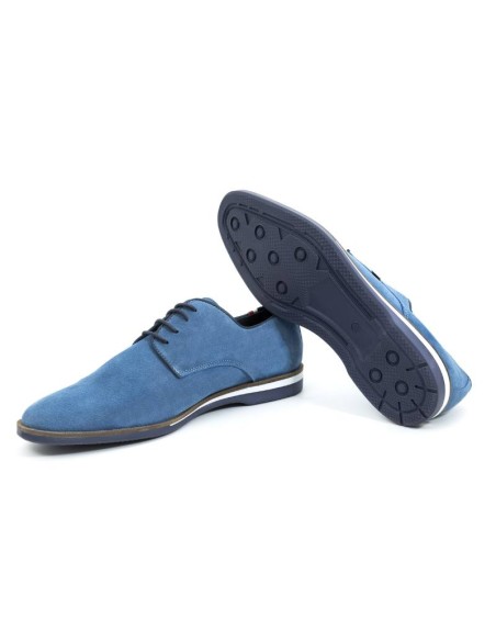 Derby casual de ante con suela en contraste color azul