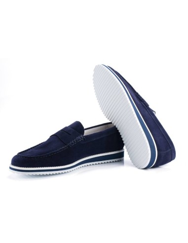 Blue suede moccasin