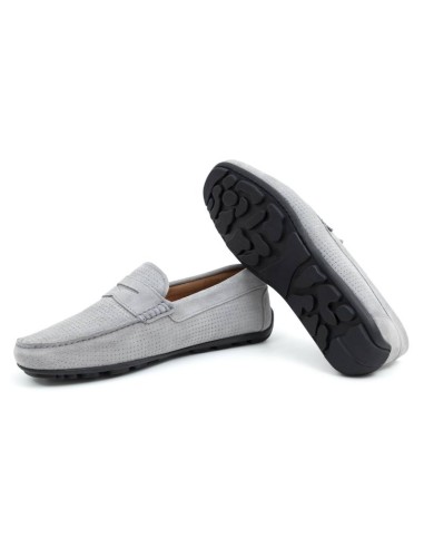 Grey suede moccasin