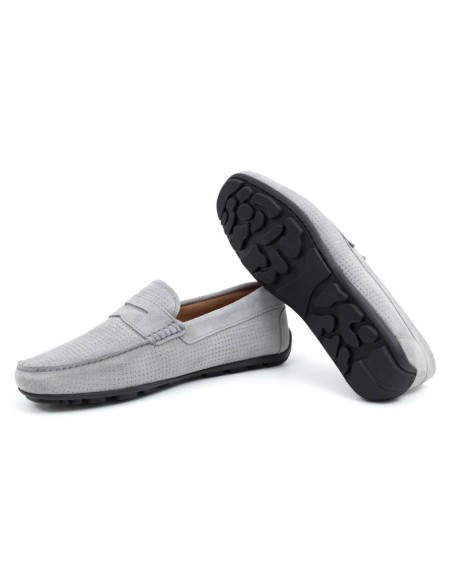 Grey suede moccasin
