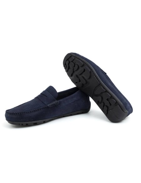 Blue suede moccasin