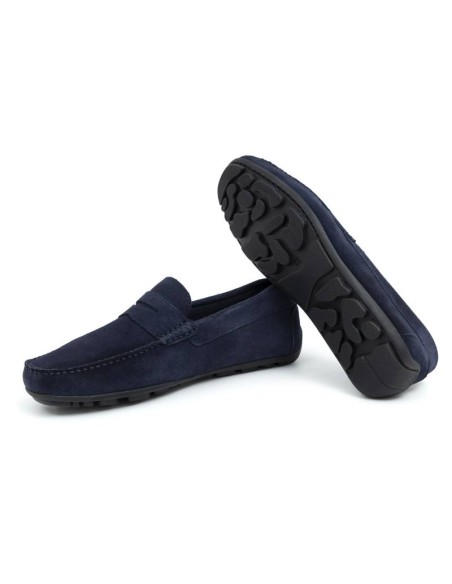 Blue suede moccasin