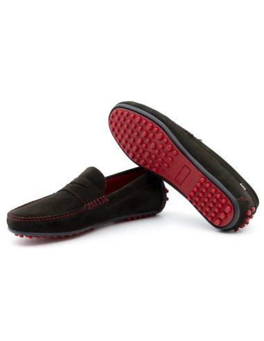 Mocasín de ante con antifaz color verde