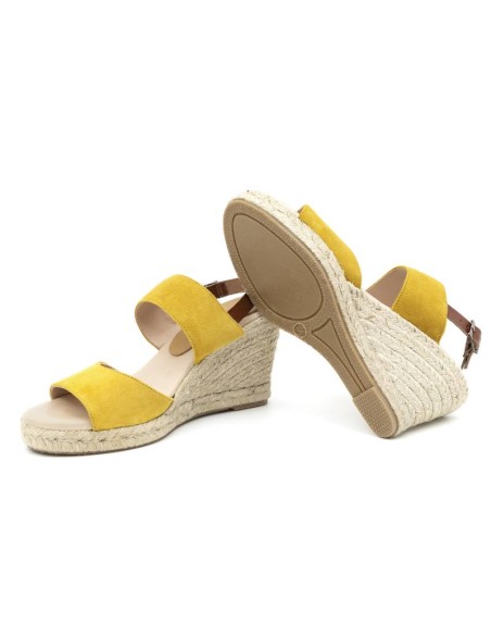 Espadrilles femme suède et cuir venu W-AHINOA-YELLOW