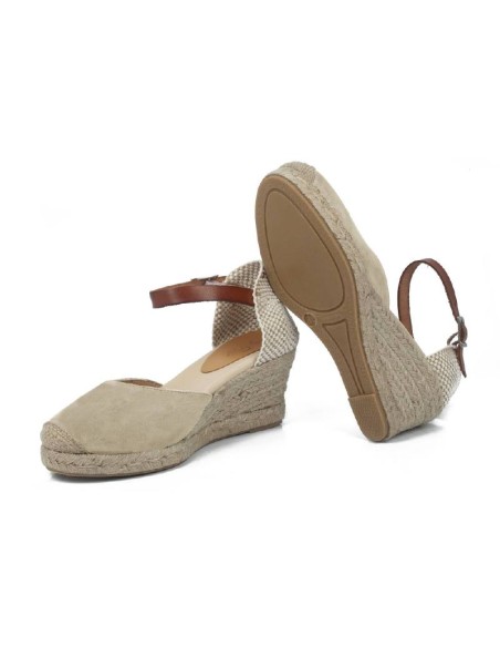 Alpargatas de mujer de piel afelpado color beige