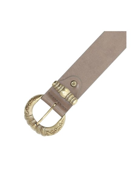 Beige leather women's belt