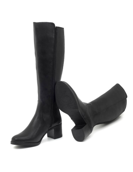 Botas de mujer de piel difuminado color negro