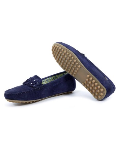 Blue suede women's mocassins