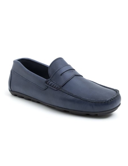 Blue leather moccasin