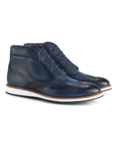 blue leather boots CETRO-NAVY