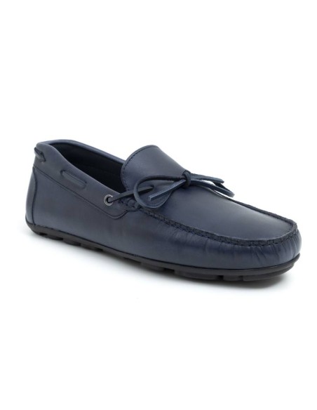 Blue leather moccasin