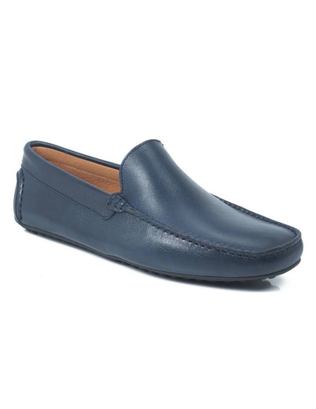Blue leather moccasin