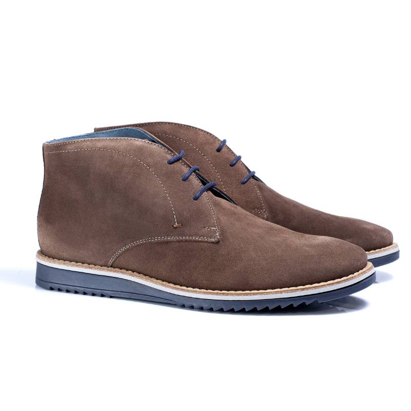 Bottine suède cuir CR-22014-TAUPE