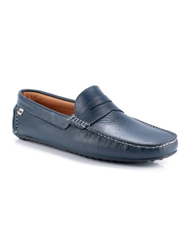 Blue leather moccasin