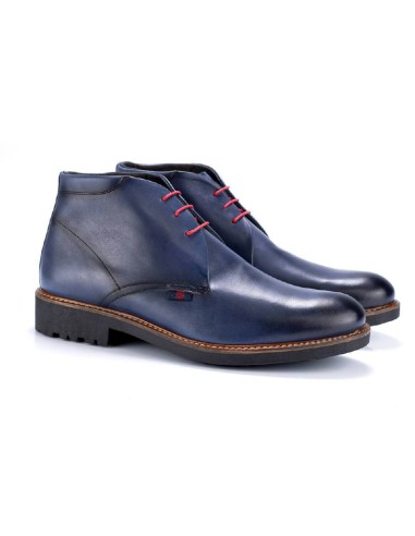 blue leather boots CR-22049-MARINO