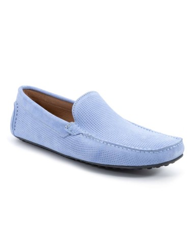 Mocasín de ante afelpado color azul