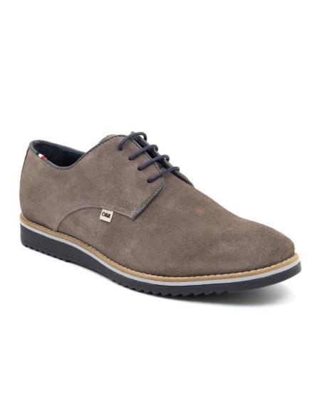 Derby casual de ante liso color gris