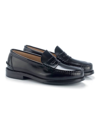 Castillans en cuir noir CR-22126-NEGRO