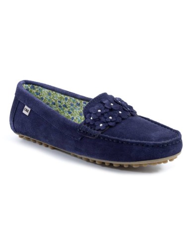 Blue suede women's mocassins