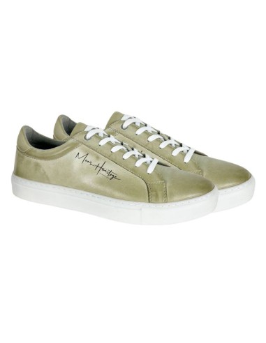 Sneakers de piel liso color verde DENIA-GREEN