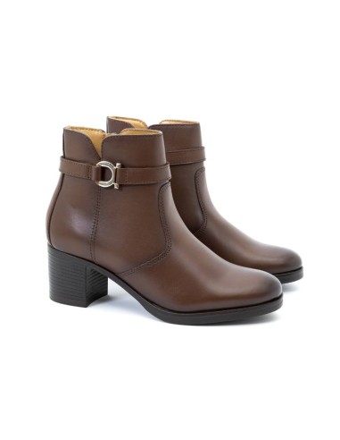 bottines pour femmes en cuir marron W-NAZERMEN-BROWN