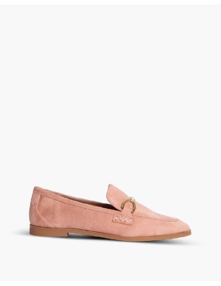 Pink solid color women's moccasins