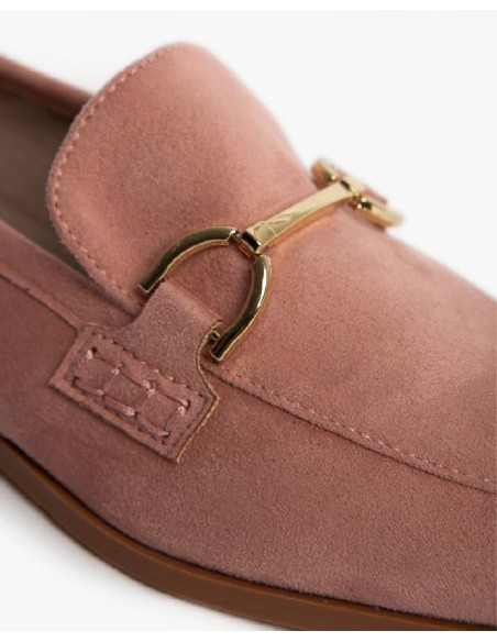 Pink solid color women's moccasins