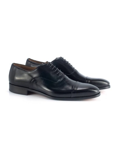 Oxford de piel de costura vuelta color negro CR-22243-NEGRO