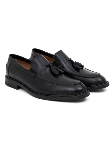 black leather moccasin KUROR-BLACK