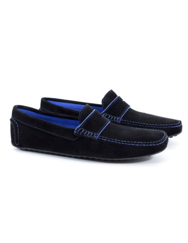 black suede moccasin CR-23004-NEGRO