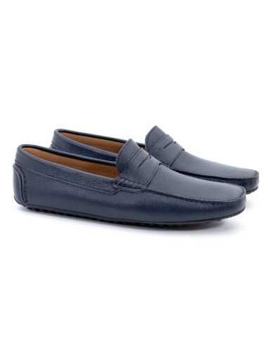 blue leather moccasin CR-23005-MARINO