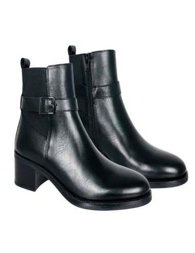 black leather women's ankle boots W-ANIMAGE-BLACK