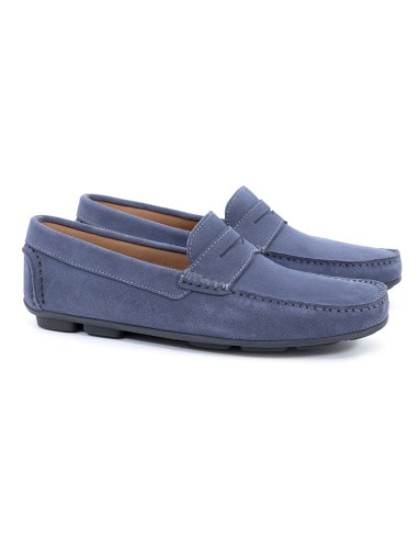 Mocasín de ante afelpado color azul CR-23006-JEANS