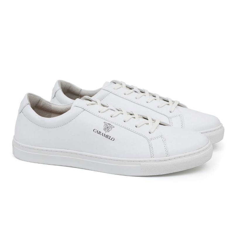 white leather sport shoes CR-23025-WHITE