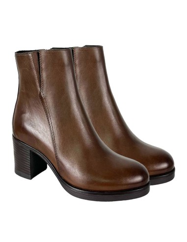 light brown leather women's ankle boots W-NELAMORI-CUERO