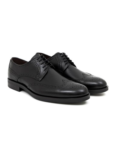 Derby de piel brogado color negro BLUKA-NEGRO