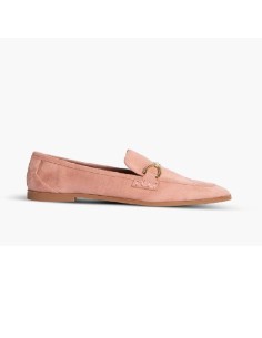 Pink solid color women's moccasins