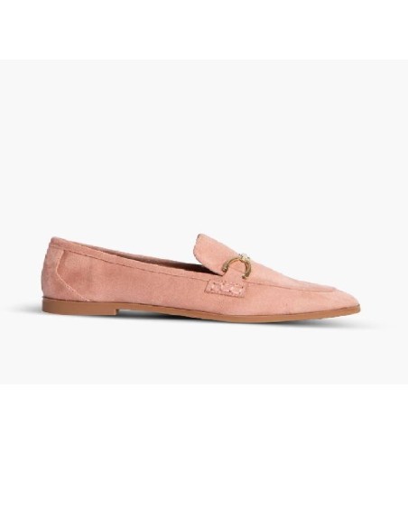 Pink solid color women's moccasins