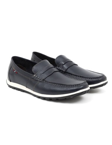 blue leather moccasin MEGOR-BLUE