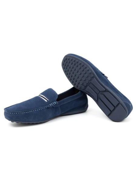 Mocasín de ante con cinta color azul