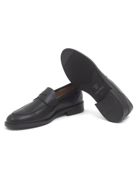 Black leather moccasin