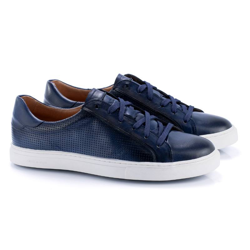 blue leather sneakers CR-23268-AZUL