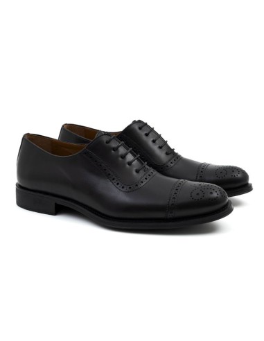 Oxford de piel acabado a mano color negro CAROLO-NEGRO