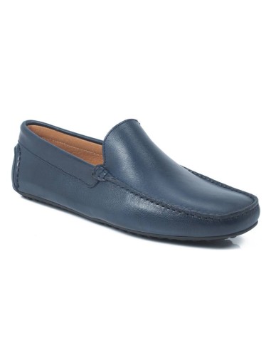 Blue leather moccasin