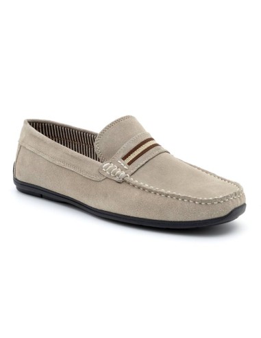 Mocasín de piel de piso antideslizante color beige CR-23068-SAND