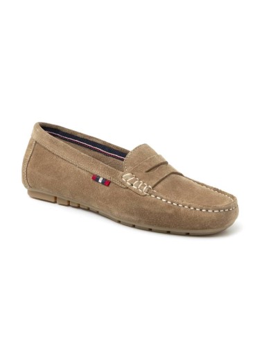 Beige suede women's moccasins