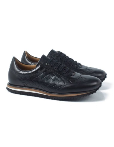 black leather sport shoes KADEM-BLACK